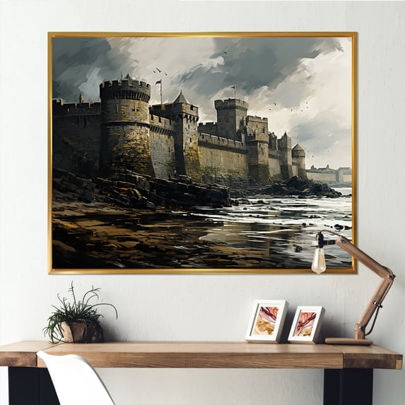 Designart "Castle In Brittany, France II" France Floater Framed Canvas Wall Art