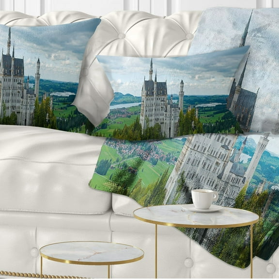 Designart Castle Neuschwan Landscape - Photography Throw Pillow - 12x20