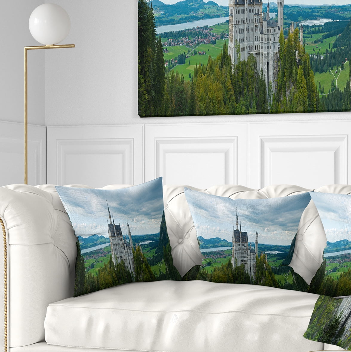 Designart Castle Neuschwan Landscape - Photography Throw Pillow - 18x18