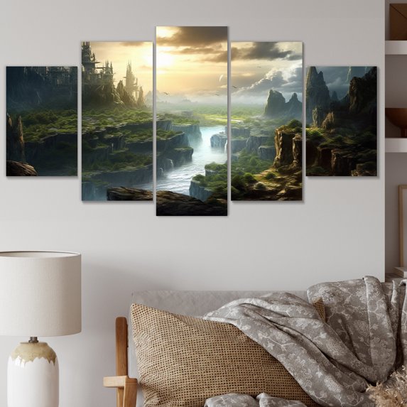 Designart "Castle from a Fairytale II" Castles Metal Wall Decor Set