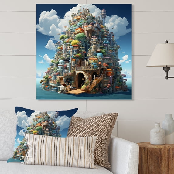 Designart "Castle from a Fantasy II" Castles Metal Art Living Room
