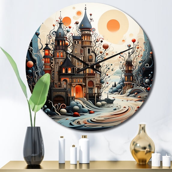 Designart "Castle of Dreams II" Castles Oversized Wall Clock