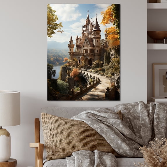Designart "Castles Fairy Tale beauty" Cityscapes Metal Wall Art