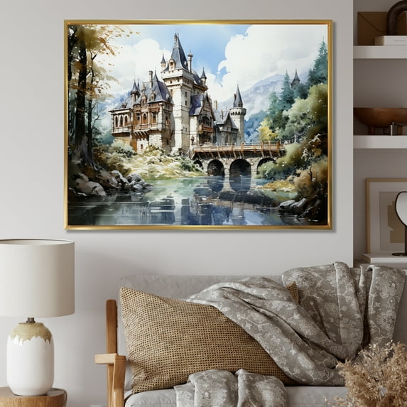 Designart "Castles captivate Stronghold IV" Architecture Floater Framed Wall Art Living Room