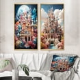 thumbnail image 1 of Designart "Castles curious Wonder Pastel I" Castles Framed Wall Art Set Of 2 - Multi-Color Architecture Framed Wall Art Set Of 2, 1 of 7