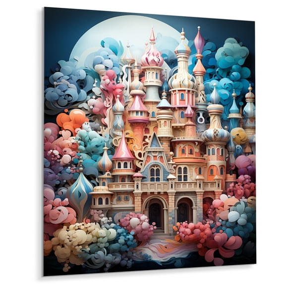 Designart "Castles curious Wonder Pastel I" Castles Metal Art Living Room