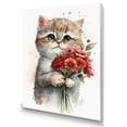 thumbnail image 1 of Designart Cat Love Holding Flowers Canvas Wall Art, 1 of 5