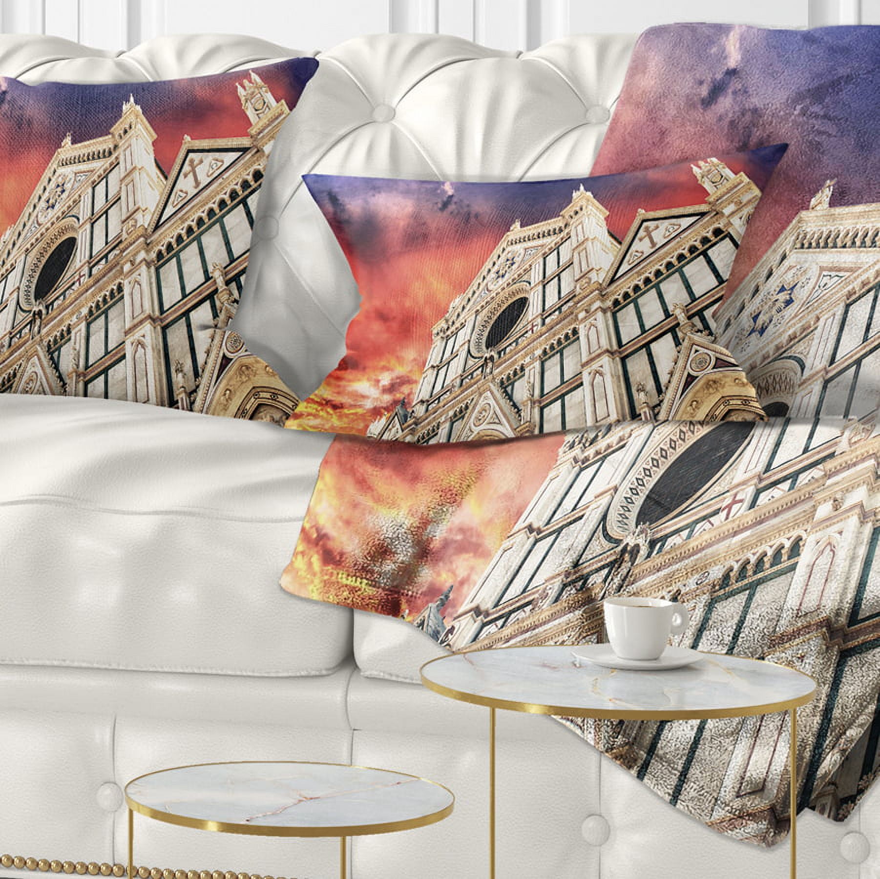 Designart Cathedral of Santa Croce in Florence - Cityscape Photo Throw Pillow - 12x20