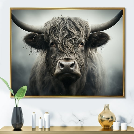 Designart "Cattle Of Wisdom II" Animals Floater Framed Canvas Art Print