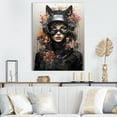 thumbnail image 1 of Designart "Catwoman Blooms in Feline Foliage II" Fashion Canvas Wall Art - Glam Pink Woman Hallway Wall Art Decor, 1 of 6