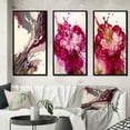 thumbnail image 1 of Designart "Celebrating in Raspberry Tones II" Abstract Liquid Ink Framed Wall Art Set Of 3 - Pink Modern Frame Gallery Wall Set For Home Decor, 1 of 6