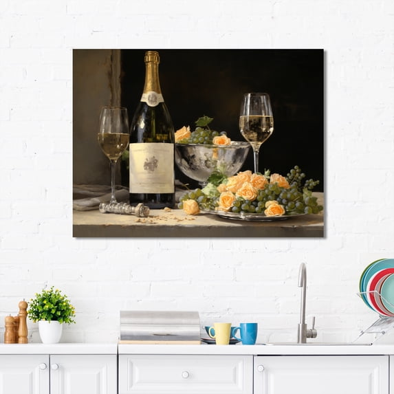 Designart "Celebrating with White Wine III" Food & Beverage Wall Art Print