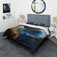 thumbnail image 1 of Designart "Celestial Angel Wings in Blue and Gold VI" Contemporary Glam Bedding Covert Set - Wings Angel Gold Fantasy Bed Set With 2 Shams, 1 of 6
