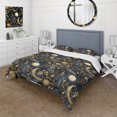 thumbnail image 1 of Designart "Celestial Azure II" Blue Boho Bedding Covert Set - Bohemian & Eclectic Bed Set With 2 Shams, 1 of 5