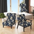 thumbnail image 1 of Designart "Celestial Blue Damask Glow II" Blue Damask Upholstered Accent Chair - Bohemian & Eclectic Arm Chair For Bedroom, 1 of 5