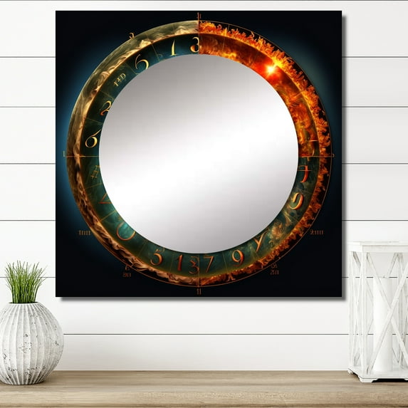 Designart "Celestial Equations Ancient Mapping" Astrology Square Mirror For Wall Decor - Large Blue Square Printed Wall Mirror Art - Square Modern Mirror - Wall Mounted Square Large Mirror