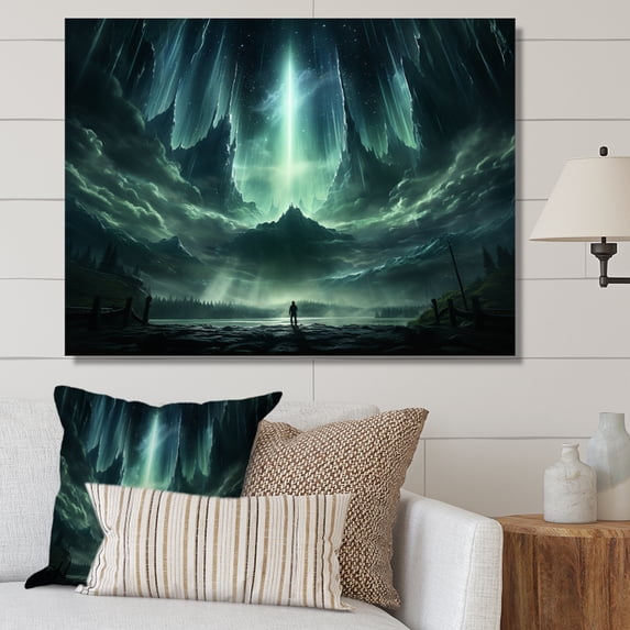 Designart "Celestial Gateway The Enchanting Northern Lights I" Landscapes Wall Art Print