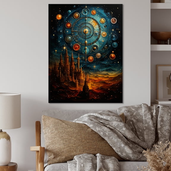 Designart "Celestial Pattern Zodiacal Array" Astrology Metal Wall Art
