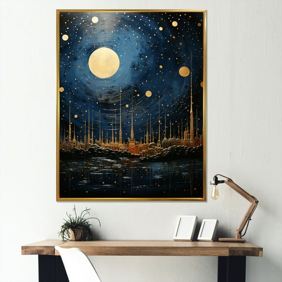 Designart "Celestial Pointillism Phases" Astrology Floater Framed Wall Decor