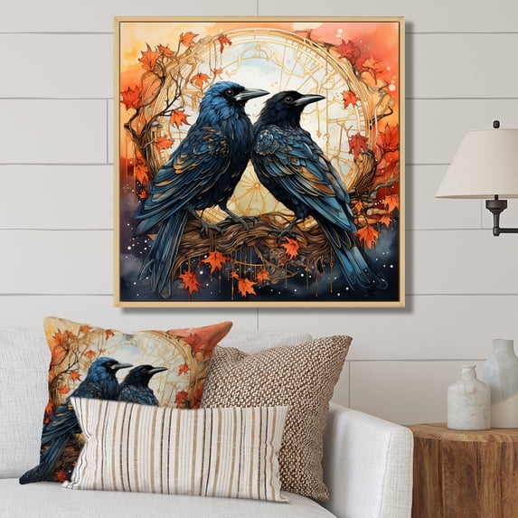 Designart "Celestial Rulers Among Crows II" Landscapes Floater Framed Canvas Print