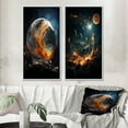 thumbnail image 1 of Designart "Celestial Worlds II" Galaxies Framed Wall Art Set Of 2 - Teal Fantasy Gallery Wall Frame Set For Home Decor, 1 of 7