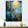 thumbnail image 1 of Designart "Cerulean Cycle Dreams: Moon In Blue And Gold III" Moon Wall Decor, 1 of 7