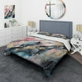 thumbnail image 1 of Designart "Cerulean Geode Depths I" Abstract Marble Bedding Covert Set - Modern Pink Abstract Bed Set With 2 Shams, 1 of 6