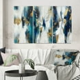 thumbnail image 1 of Designart "Cerulean Reverie Abstract Fusion in Blue and Gold I" Abstract Painting Wall Art Set Of 3 - Modern Gold Canvas Set For Living Room Decor, 1 of 6