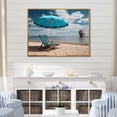 thumbnail image 1 of Designart "Chair Monochrome Blue Beach art painting II" Nautical & Beach Floater Framed Wall Decor, 1 of 7