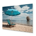 thumbnail image 1 of Designart "Chair Monochrome Blue Beach art painting II" Nautical & Beach Metal Wall Decor, 1 of 5