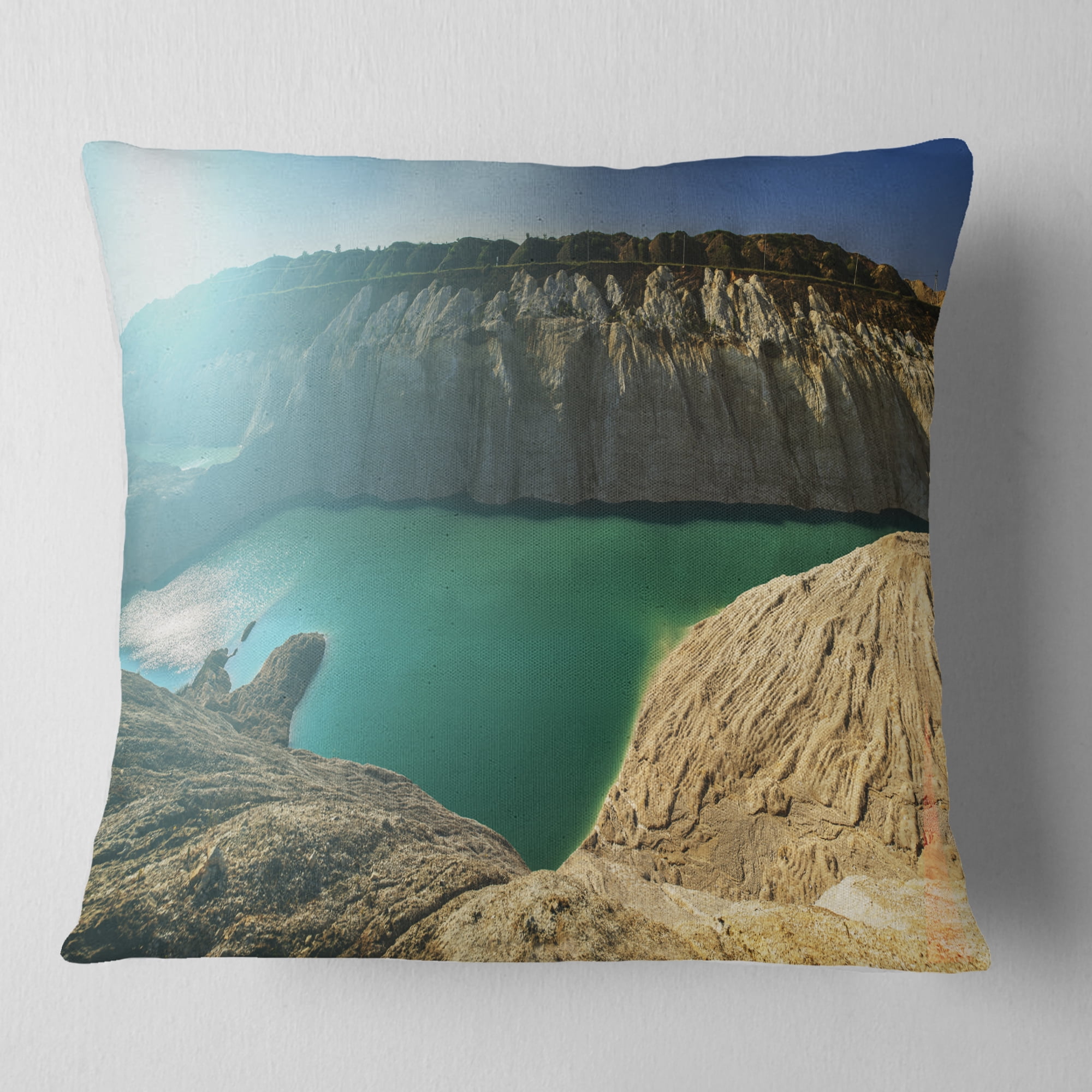 Designart Chalk Quarry in Belarus Panorama - Landscape Printed Throw Pillow - 16x16