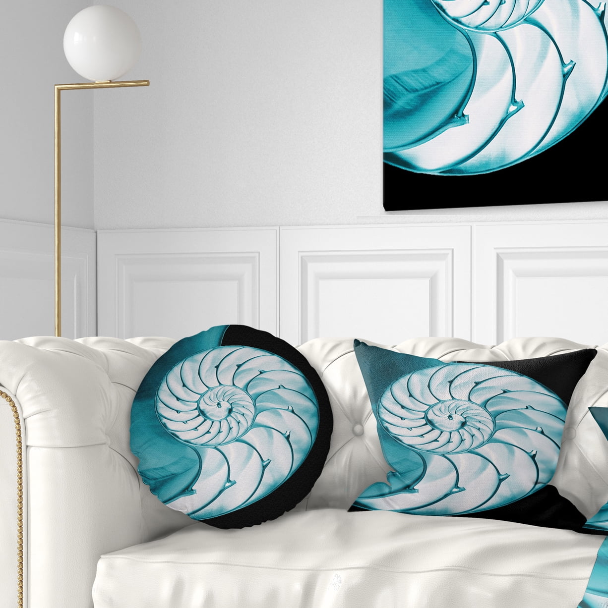 Designart Chambered Nautilus Shell - Contemporary Throw Pillow - 12x20
