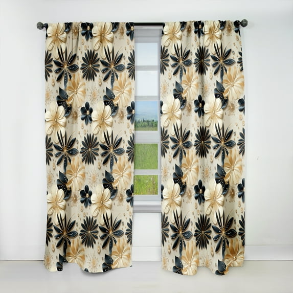 Designart "Champagne Splendor In Beige And Gold" Marble Blackout Curtain Panels