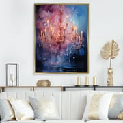 Designart "Chandelier Glimmering Euphony Pointillism I" Glam Floater Framed Canvas Wall Art