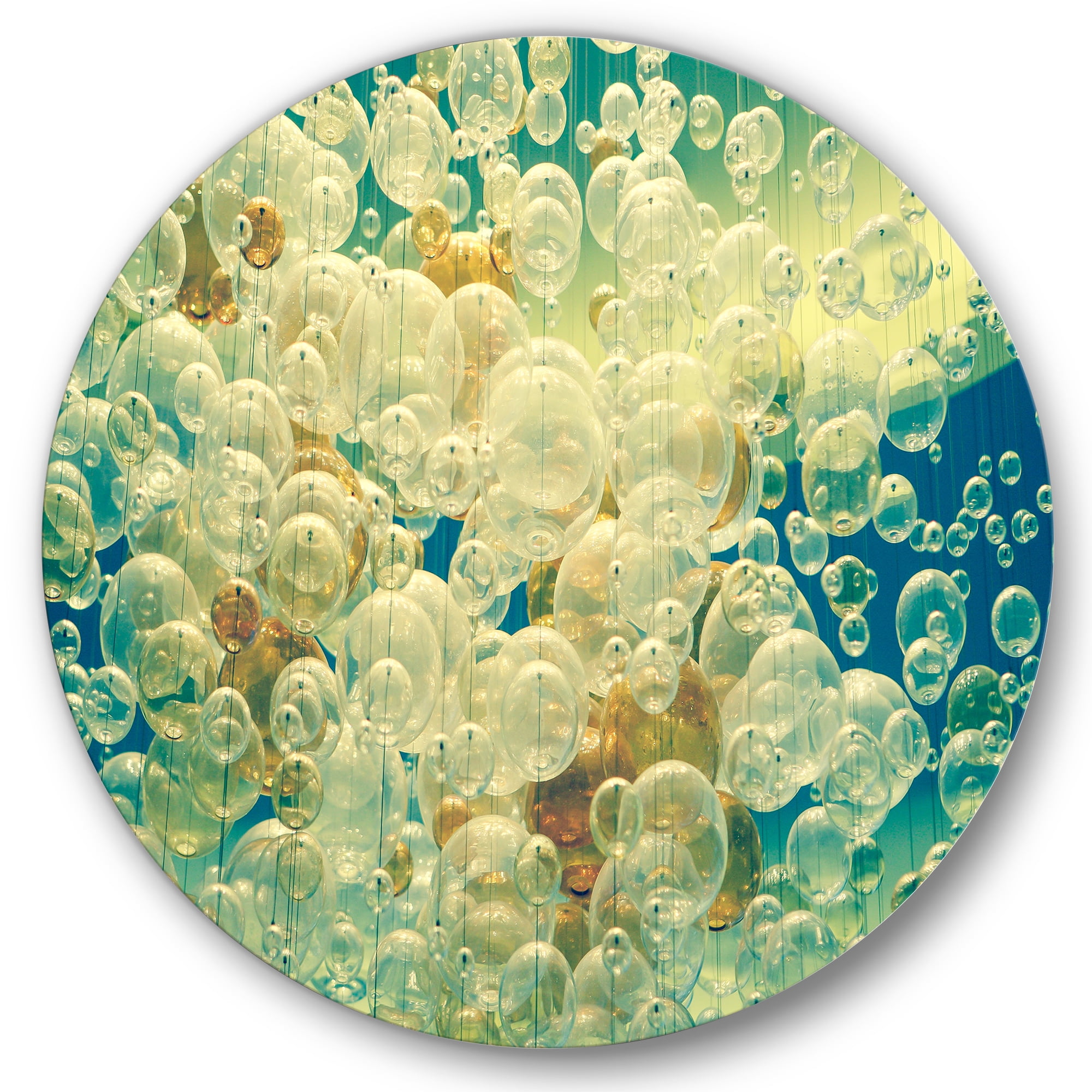 Designart 'Chandelier In The Form of Balls Abstract Art I' Modern Circle Metal Wall Art 29x29 - Disc of 29