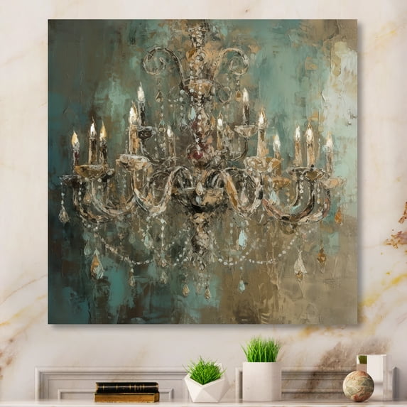 Designart "Chandelier Showcase Grand III" Glam Chandelier Metal Wall Art
