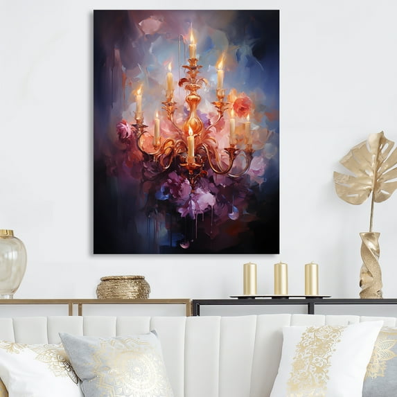Designart "Chandelier Whirling Beauty I" Chandelier Metal Art Living Room