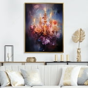 Designart "Chandelier Whirling Beauty I" Glam Floater Framed Canvas Print