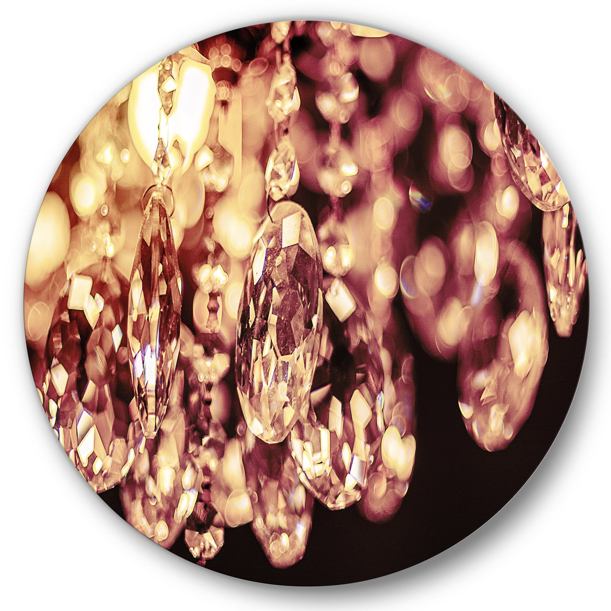 Designart 'Chandelier With Chrystak Hanging' Modern Circle Metal Wall Art 23x23 - Disc of 23