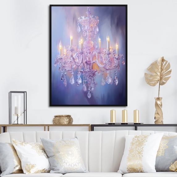 Designart "Chandelier delicate Glow I" Glam Floater Framed Canvas Print
