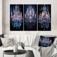 thumbnail image 1 of Designart "Chandelier euphony In Contrasts III" Glam Wall Art Set Of 3 - Purple Chandelier Gallery Set For Office Decor, 1 of 7