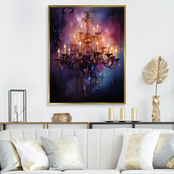 Designart "Chandelier modern Opulence" Glam Floater Framed Wall Art Print