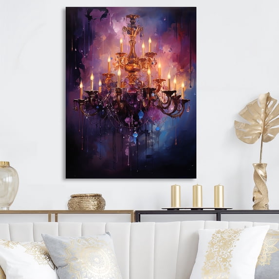 Designart "Chandelier modern Opulence" Glam Metal Wall Art Prints