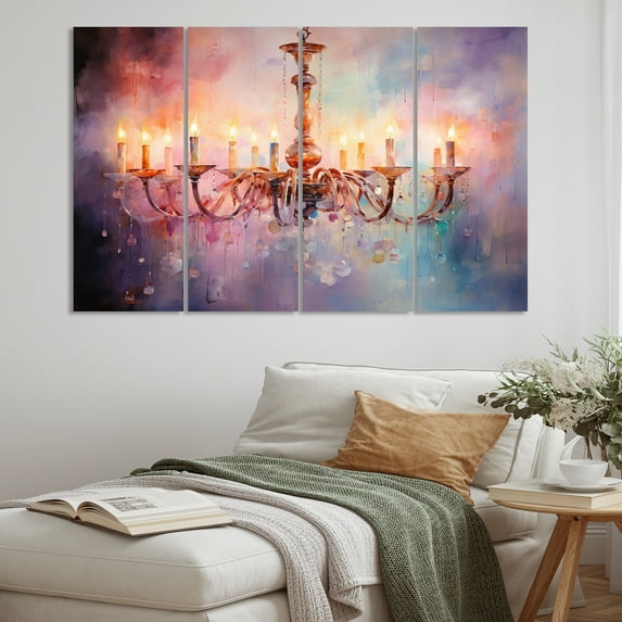 Designart "Chandelier peaceful Illumination painting" Chandelier Metal Wall Art Set