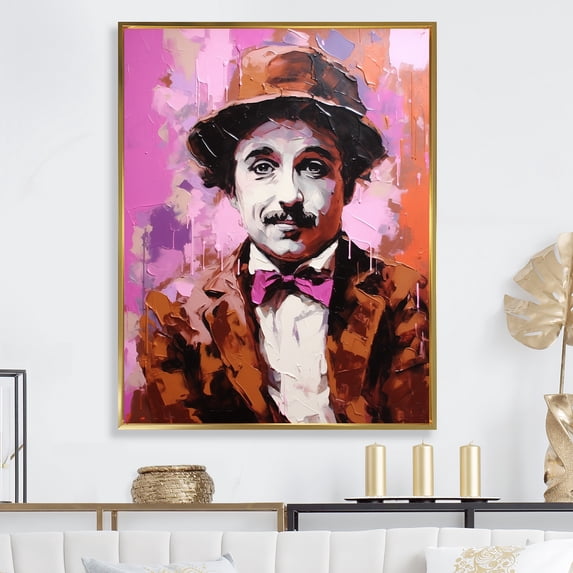 Designart "Chaplin In Chocolate I" Celebrity Floater Framed Canvas Art Print