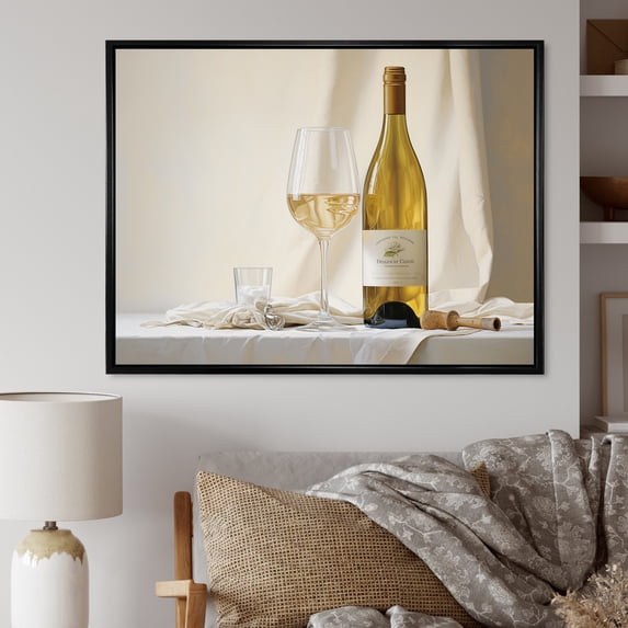 Designart "Chardonnay'S Enchanting Flair" Wine Floater Framed Wall Decor