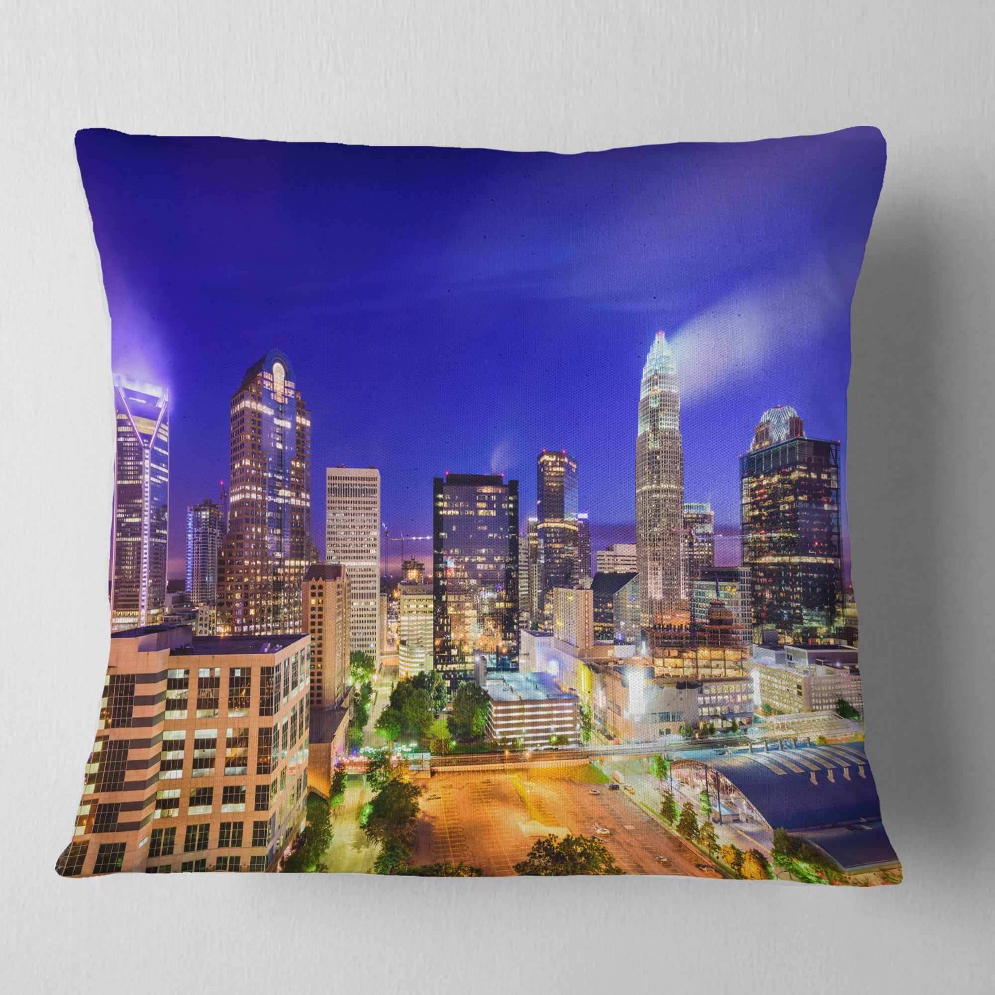 Designart Charlotte North Carolina Cityscape - Cityscape Throw Pillow - 18x18