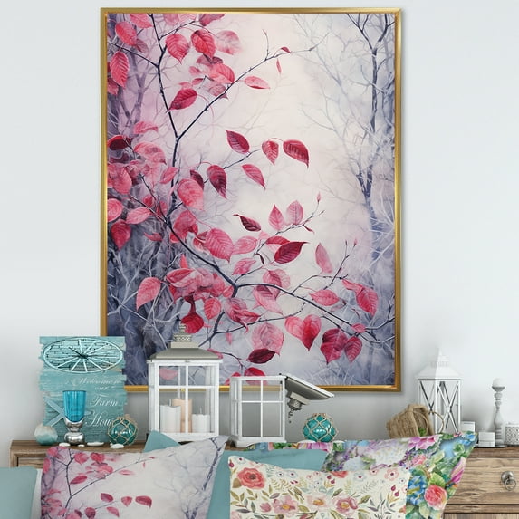 Designart "Charm Of Leaves In A Moody Overcast I" Leaves Floater Framed Wall Art Prints