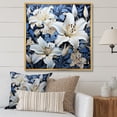 thumbnail image 1 of Designart "Charm Of Pure White And Blue Lilies III" Lilies Floater Framed Wall Art Living Room, 1 of 5