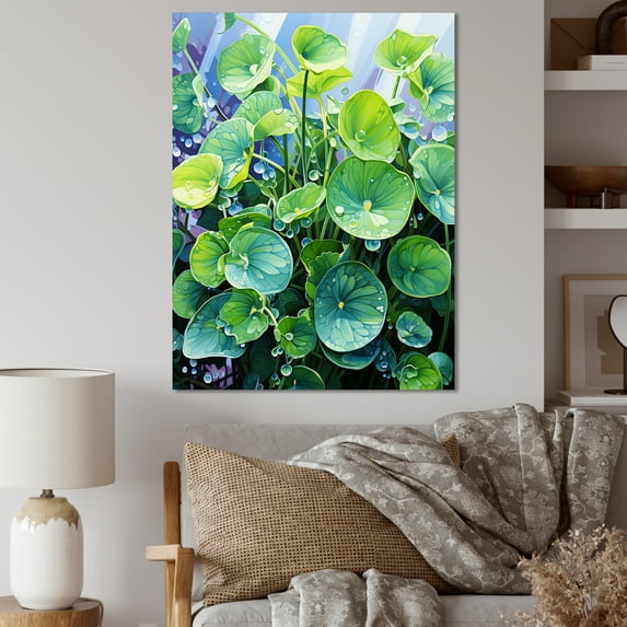 Designart "Charm Of Realistic Greens I" Violets Canvas Wall Art